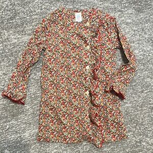 Mary & Grace floral print tunic top with ruffle side button down size 4t